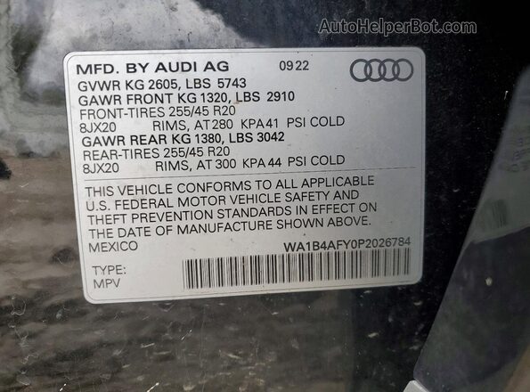 WA1B4AFY0P2026784 2023 AUDI SQ5 Black ძრავის განყოფილების ხედი