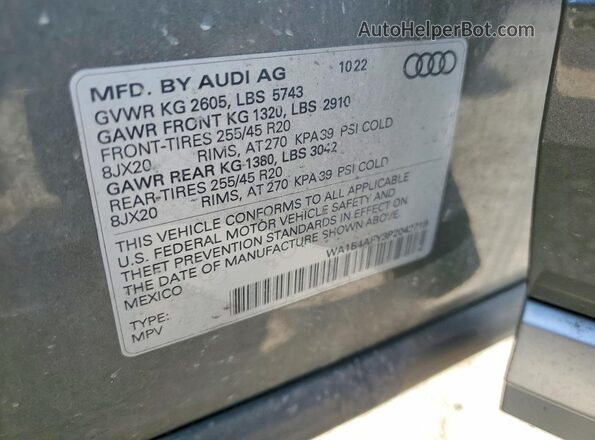 WA1B4AFY3P2042719 2023 AUDI SQ5 Gray VIN sticker view