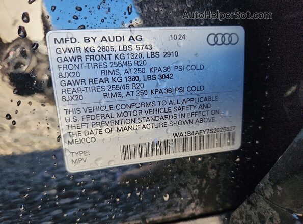 WA1B4AFY7S2025527 2025 AUDI SQ5 Черный Вид наклейки с VIN-кодом