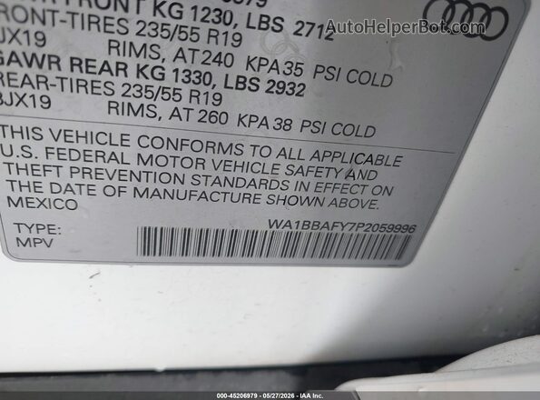 WA1BBAFY7P2059996 2023 AUDI Q5 White ძრავის განყოფილების ხედი