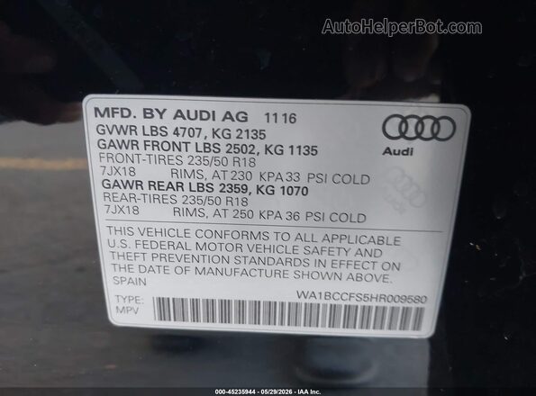 WA1BCCFS5HR009580 2017 AUDI Q3 Black 