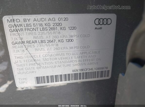 WA1BECF34L1066878 2020 AUDI Q3 Green Вид підкапотного простору