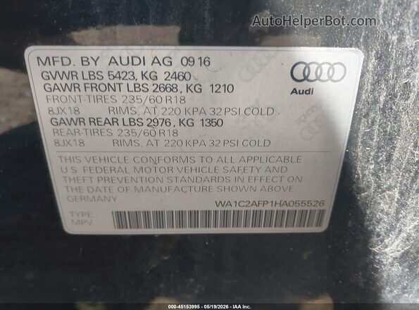 WA1C2AFP1HA055526 2017 AUDI Q5 Черный Вид подкапотного пространства