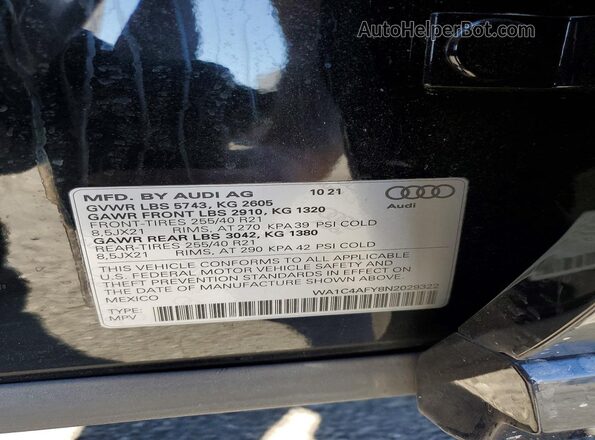 WA1C4AFY8N2029322 2022 AUDI SQ5 Black Widok komory silnika