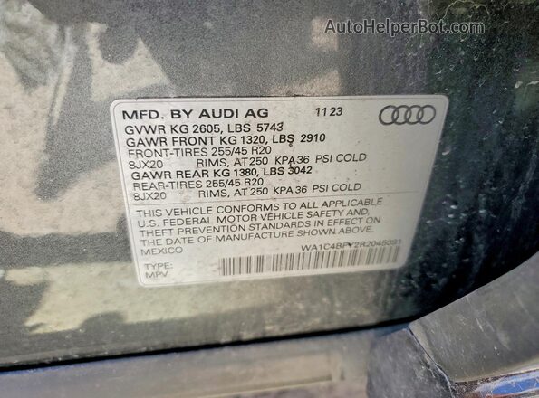 WA1C4BFY2R2045091 2024 AUDI SQ5 Gray VIN sticker view