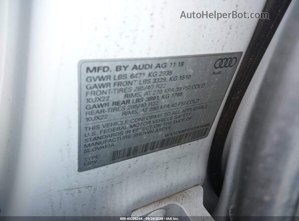 WA1CVAF13KD018485 2019 AUDI Q8 White ძრავის განყოფილების ხედი