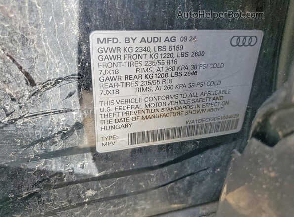 WA1DECF30S1004529 2025 AUDI Q3 Black VIN კოდის სტიკერის ხედი