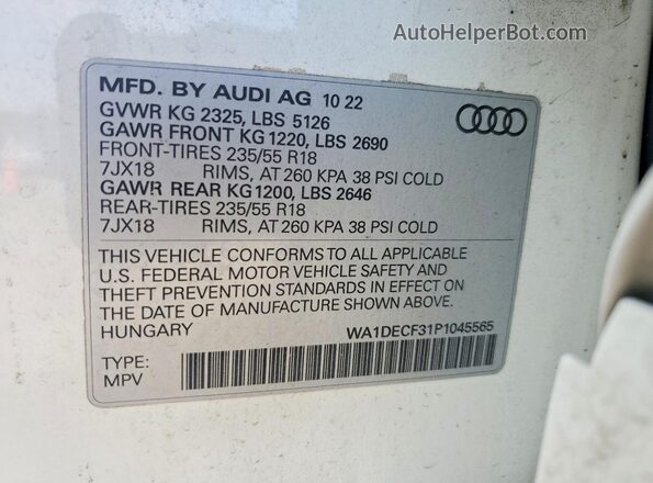 WA1DECF31P1045565 2023 AUDI Q3 White 