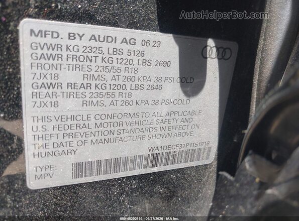 WA1DECF31P1151918 2023 AUDI Q3 Black Շարժիչի բաժամունքի տեսք