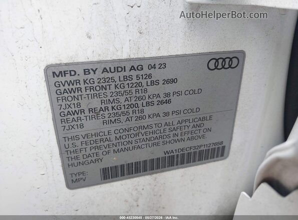 WA1DECF32P1127658 2023 AUDI Q3 White Engine compartment view