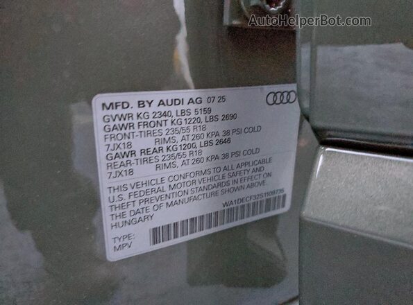 WA1DECF32S1109735 2025 AUDI Q3 Gray Вид підкапотного простору