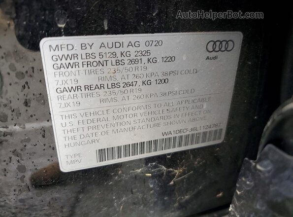 WA1DECF36L1124787 2020 AUDI Q3 Black VIN կոդի պիտակի տեսք