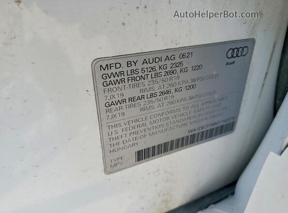 WA1DECF38M1142239 2021 AUDI Q3 White 