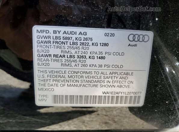 WA1E2AFY1L2070077 2020 AUDI Q5 Black 