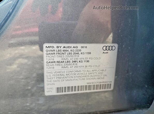 WA1ECCFS8HR002104 2017 AUDI Q3 Gray 
