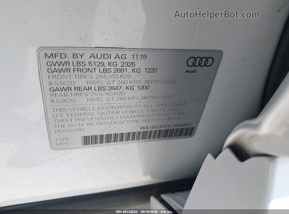 WA1EECF31L1045807 2020 AUDI Q3 White 