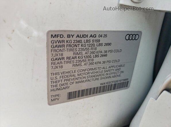 WA1EECF33S1073669 2025 AUDI Q3 White 