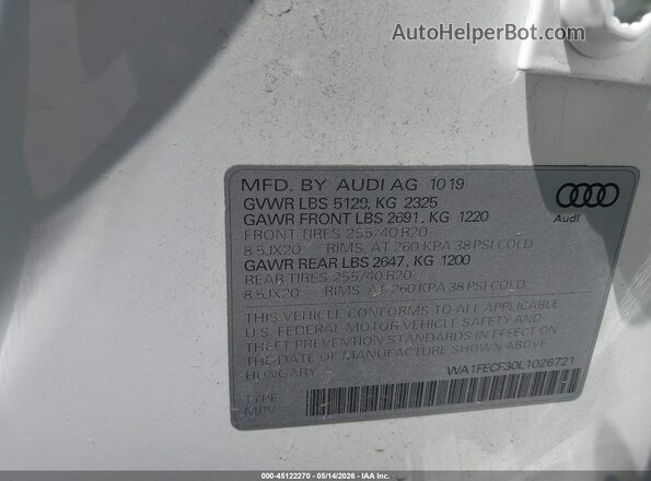 WA1FECF30L1026721 2020 AUDI Q3 White Շարժիչի բաժամունքի տեսք