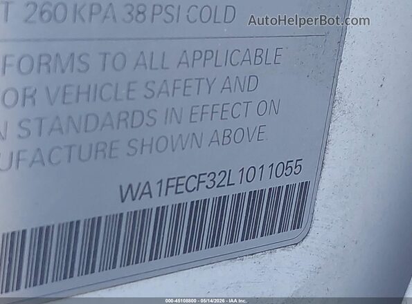 WA1FECF32L1011055 2020 AUDI Q3 White 