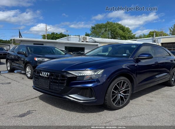 WA1FVAF18KD029107 2019 AUDI Q8 Blue Առջևի ձախ երեք քառորդ տեսարան