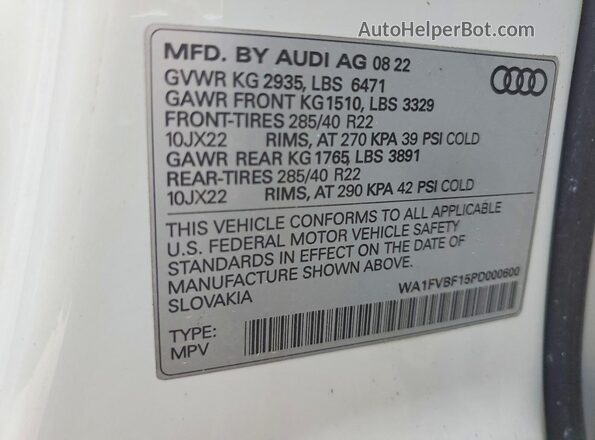 WA1FVBF15PD000600 2023 AUDI Q8 White 