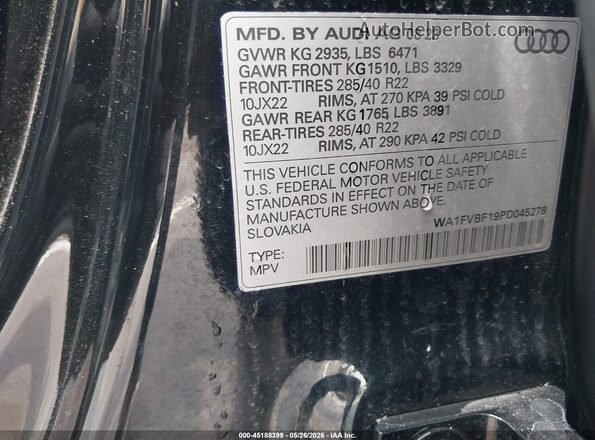 WA1FVBF19PD045278 2023 AUDI Q8 Black Engine compartment view