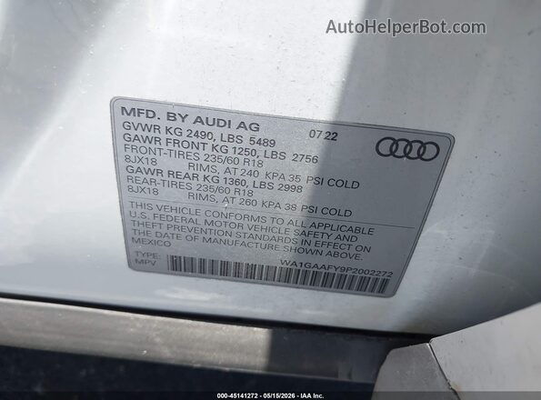 WA1GAAFY9P2002272 2023 AUDI Q5 Белый Вид подкапотного пространства