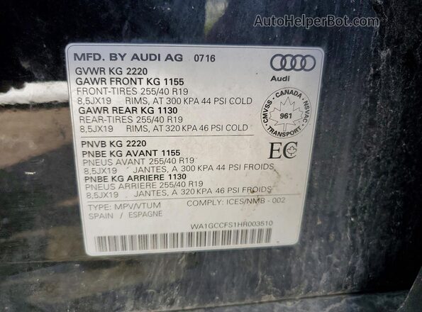 WA1GCCFS1HR003510 2017 AUDI Q3 Black VIN sticker view