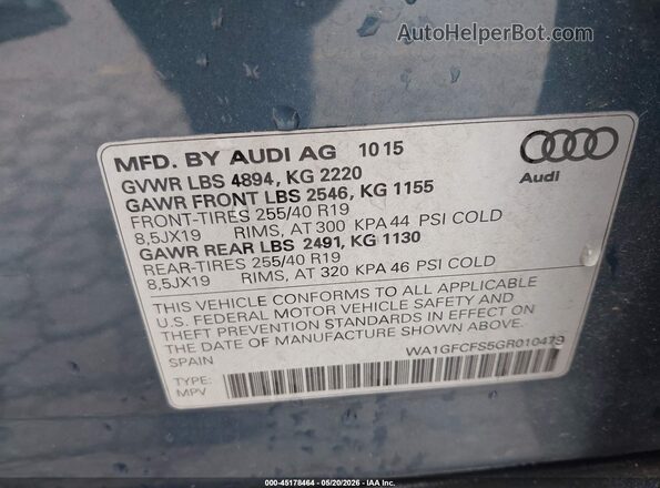WA1GFCFS5GR010479 2016 AUDI Q3 Blue Engine compartment view