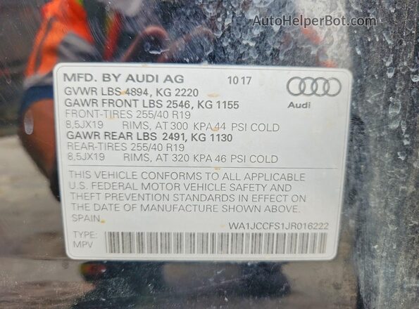 WA1JCCFS1JR016222 2018 AUDI Q3 Black 