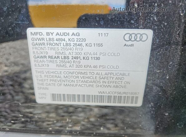 WA1JCCFS6JR019357 2018 AUDI Q3 Черный Панорамный вид салона 360°