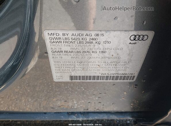 WA1L2AFP5GA042261 2016 AUDI Q5 Gray Widok komory silnika