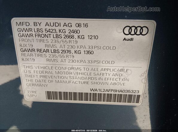 WA1L2AFP8HA035323 2017 AUDI Q5 Blue 