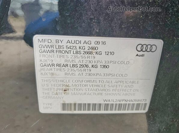 WA1L2AFPXHA058473 2017 AUDI Q5 Черный Вид наклейки с VIN-кодом