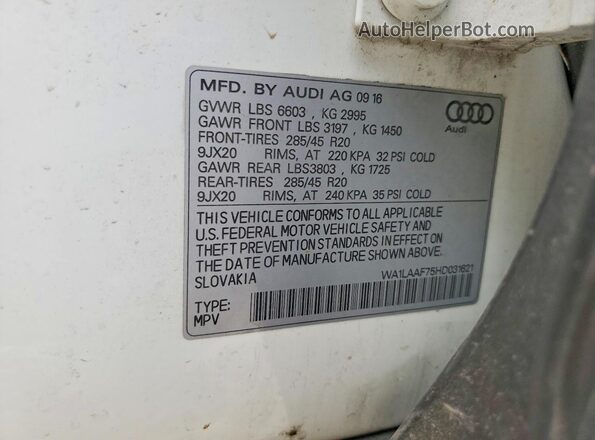 WA1LAAF75HD031621 2017 AUDI Q7 White 