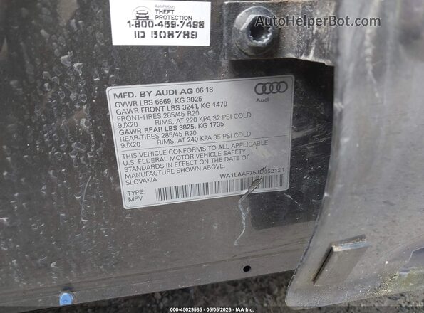 WA1LAAF75JD052121 2018 AUDI Q7 Gray 