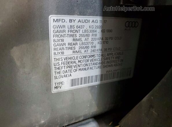 WA1LHAF71JD023890 2018 AUDI Q7 Silver VIN sticker view