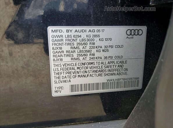 WA1LHBF76HD057999 2017 AUDI Q7 Black 