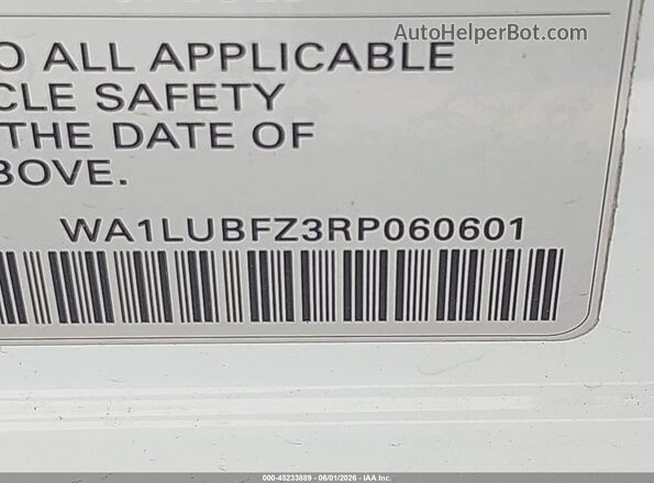 WA1LUBFZ3RP060601 2024 AUDI Q4 White Շարժիչի բաժամունքի տեսք