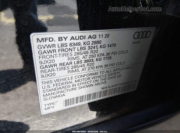WA1LXAF7XMD021479 2021 AUDI Q7 Black 
