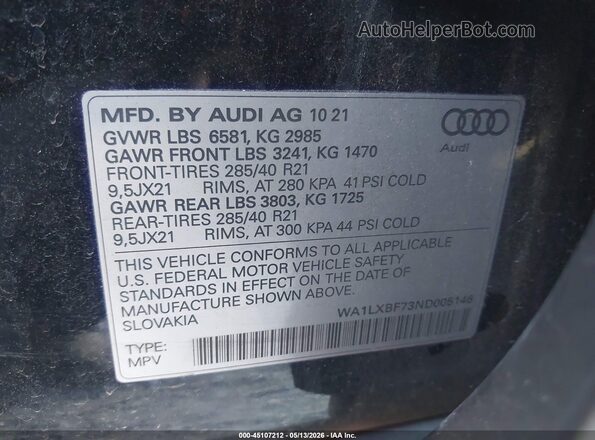 WA1LXBF73ND005146 2022 AUDI Q7 Черный Вид подкапотного пространства