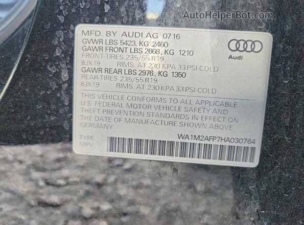 WA1M2AFP7HA030764 2017 AUDI Q5 Black Vista de la etiqueta del VIN