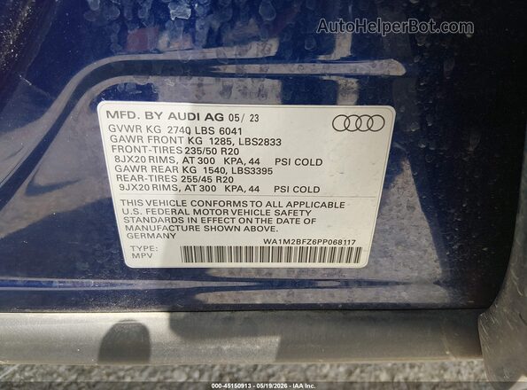 WA1M2BFZ6PP068117 2023 AUDI Q4 Blue Widok komory silnika