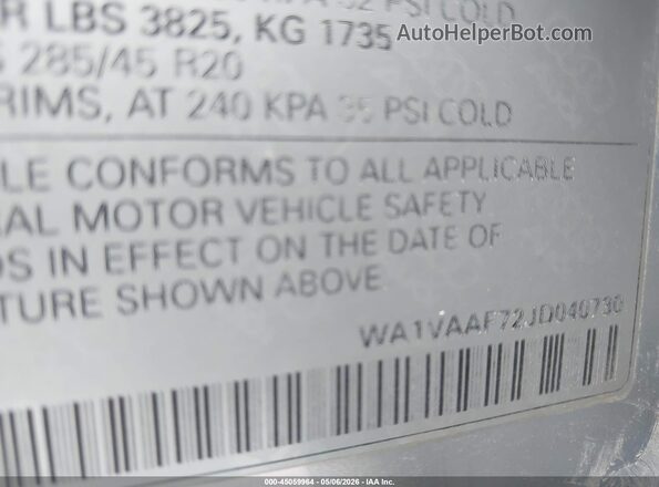 WA1VAAF72JD040730 2018 AUDI Q7 Silver Engine compartment view