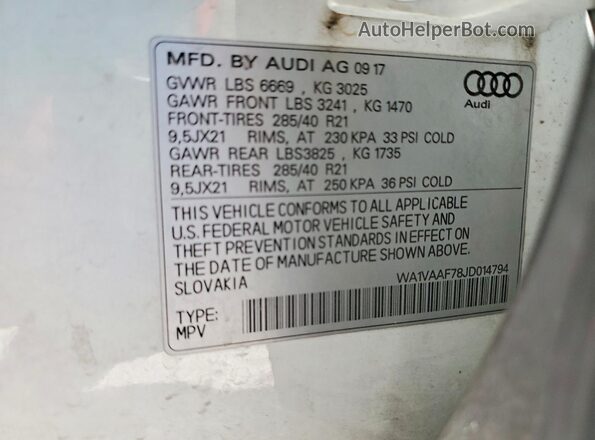 WA1VAAF78JD014794 2018 AUDI Q7 White 