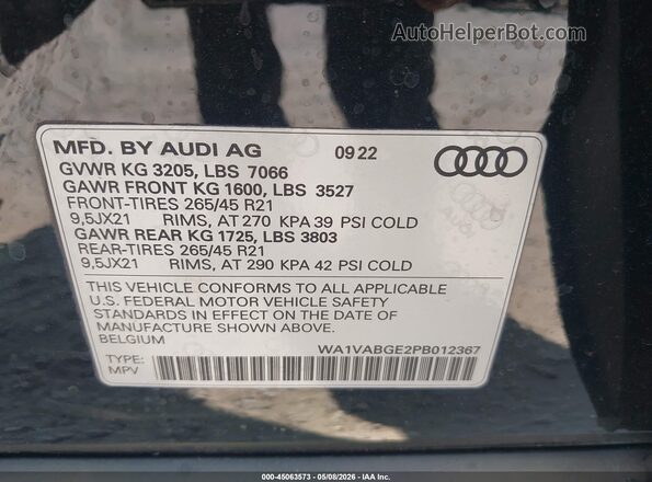WA1VABGE2PB012367 2023 AUDI E-TRON Black 