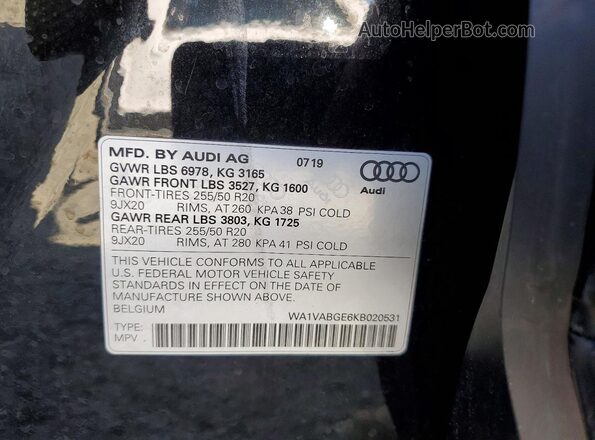 WA1VABGE6KB020531 2019 AUDI E-TRON Black სალონის 360-გრადუსიანი ხედი