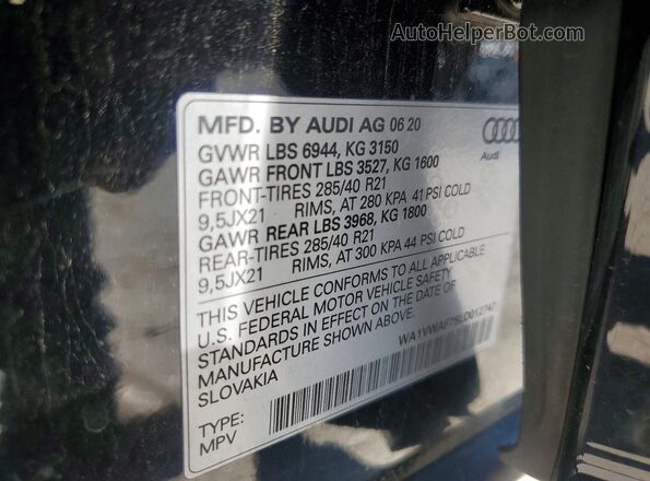 WA1VWAF75LD012747 2020 AUDI SQ7 Black Вид підкапотного простору
