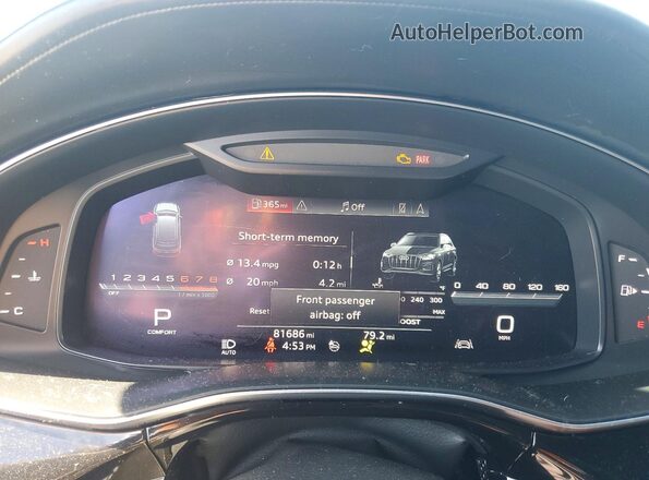 WA1VWAF75LD012747 2020 AUDI SQ7 Black Вид щитка приладів