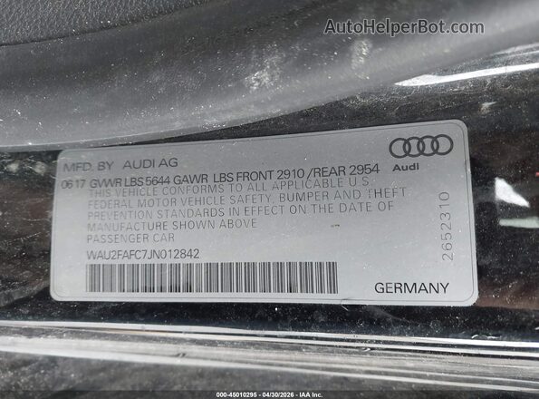 WAU2FAFC7JN012842 2018 AUDI S7 Черный Вид подкапотного пространства
